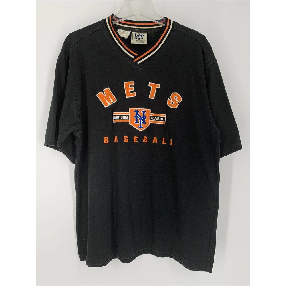 Lee Black New York Mets Baseball Logo Tee with Orange and Blue Accents